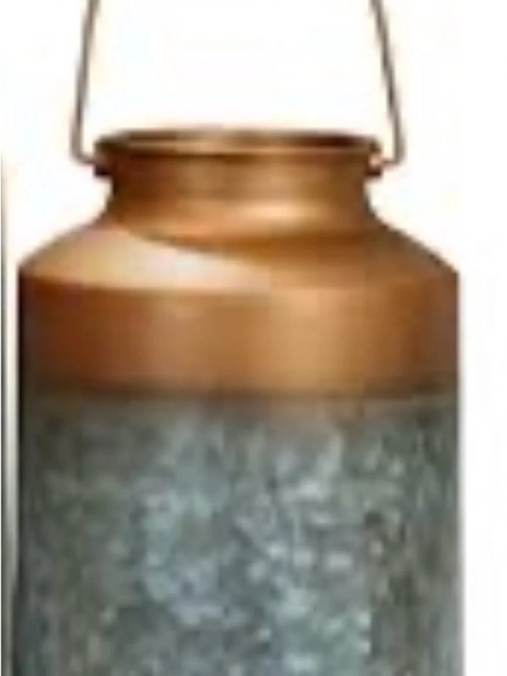 Decorative White Dandelion Stem Arrangement in Copper-Topped Metal Vase -